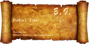 Baksi Ida névjegykártya